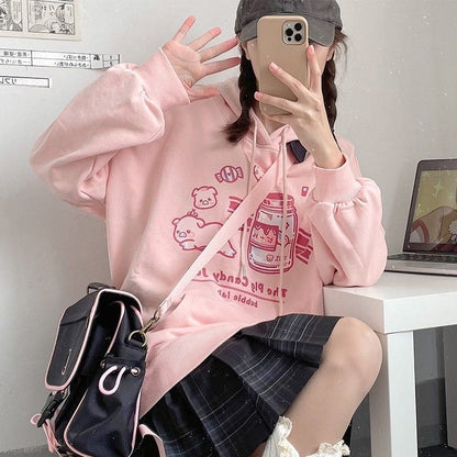 Kawaii Pig Candy Jar Pocket Sweatshirt Hoodie