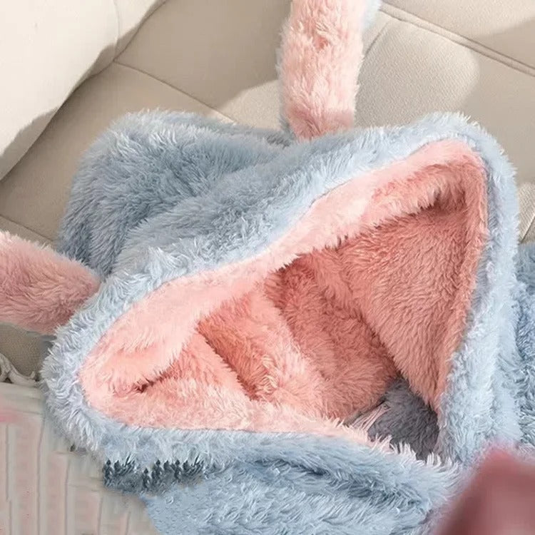 Kawaii Bunny Ears Heart Pockets Hooded Pajamas Set