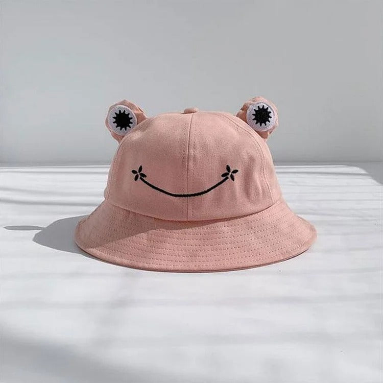 Kawaii Smiley Frog Eyes Bucket Fisherman Hat