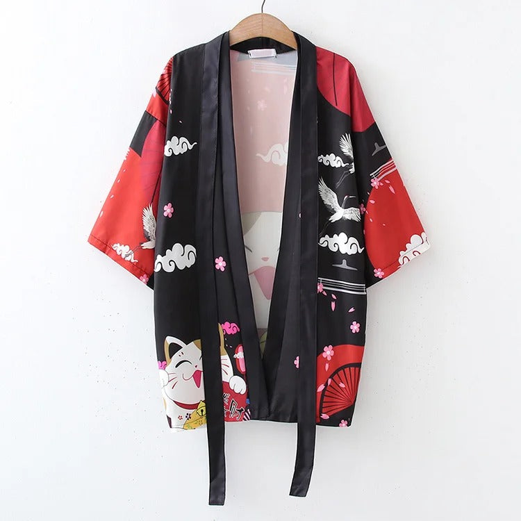 Lucky Cat Fortune Season Kimono