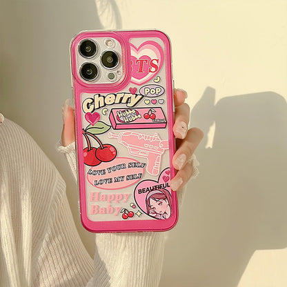 Kawaii Sweet Heart Pop Cherry Girl iPhone Case