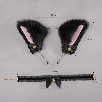 Fox Ears Headband Choker Cosplay Costume Accessory