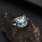 Silver Blue Eyes Cat Ring