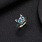 Silver Blue Eyes Cat Ring