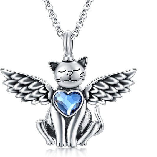 Angel Cat Heart Necklace