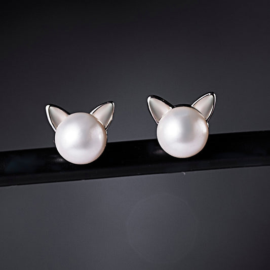 Crystal Cat Hollow Stud Earrings