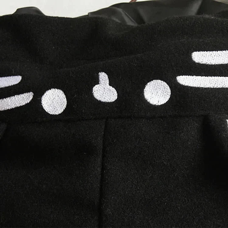 Cartoon Fox Mask Embroidery Kitty Fish Drawstring Hooded Cloak Coat