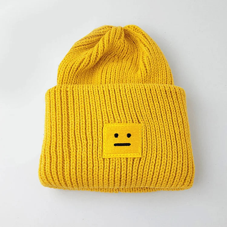 Kawaii Square Smiling Face Knit Hat