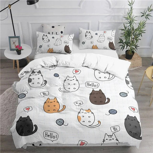 Cartoon Playful Kitty Cat Bedding Sets