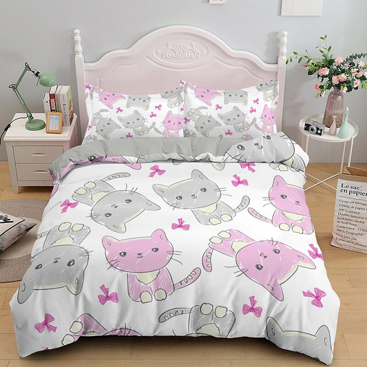 Ribbon Pink Cat Bedding Sets
