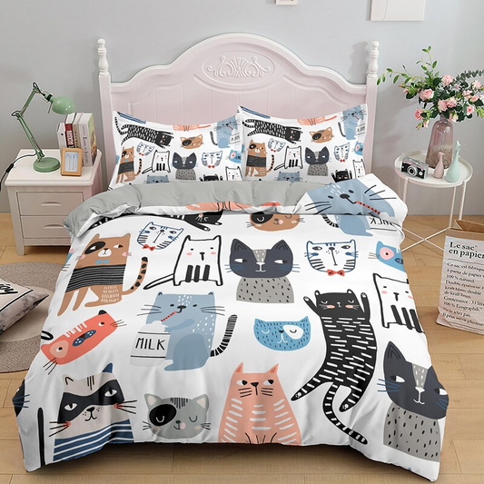 Cute Cartoon Cat Bedding Sets