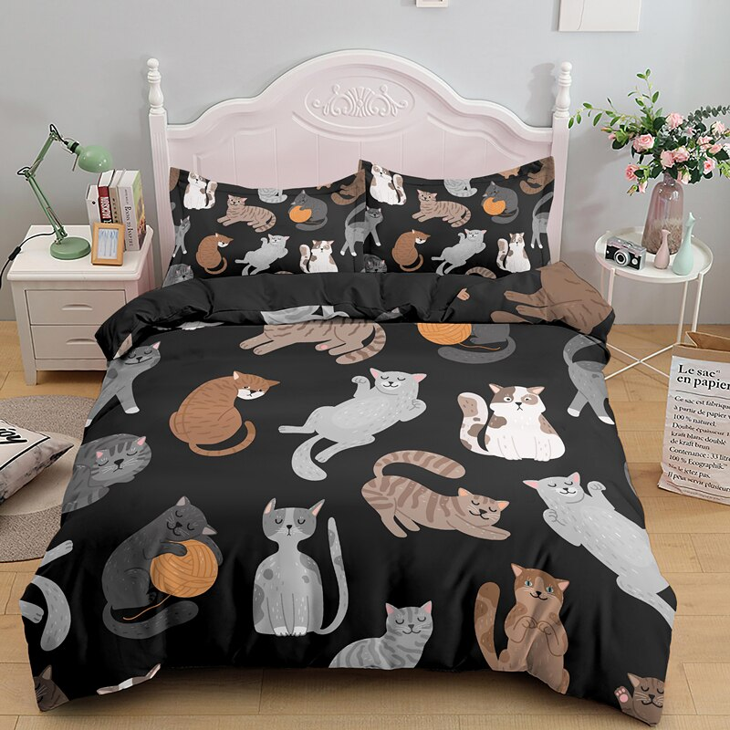 Black Style Baller Cat Bedding Sets