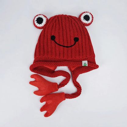 Smiley Frog Eyes Little Legs Plush Knit Hat