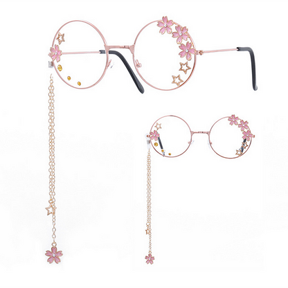 Vintage Sakura Star Chain Eyewear Fashion Glasses