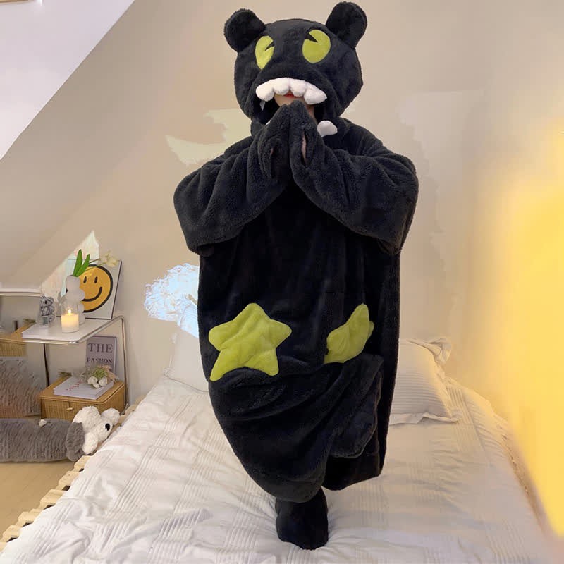 Kawaii Monster Bear Plush Hooded Jumpsuit Pajamas Dress