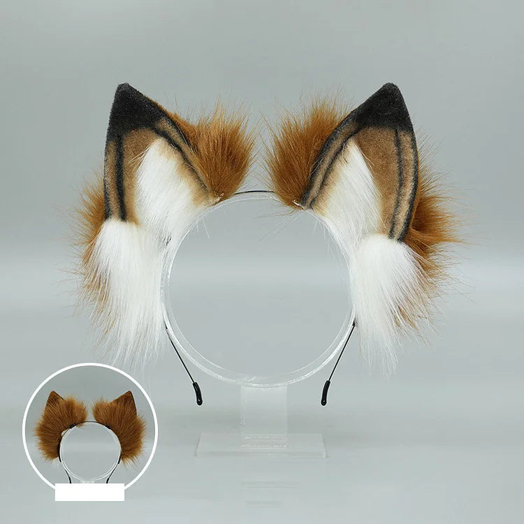 Two Piece Set Fox Ears Tail Headband Cosplay Costume Accessory