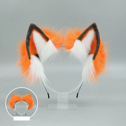 Two Piece Set Fox Ears Tail Headband Cosplay Costume Accessory