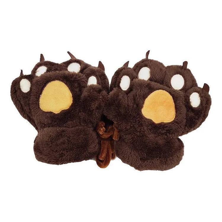 Cute Bear Claw Plush Warm Gloves