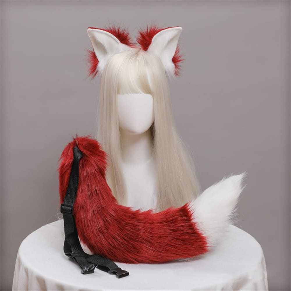 Plush Fox Ears Tail Cosplay Headband Accessory Two Piece Set