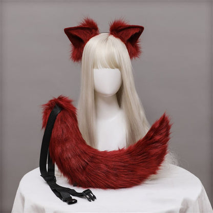 Plush Fox Ears Tail Cosplay Headband Accessory Two Piece Set