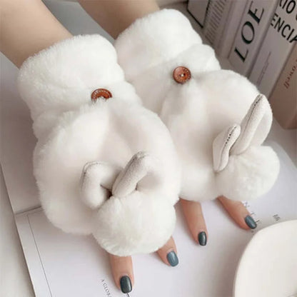 Kawaii Furry Bunny Ears Gloves Warmer