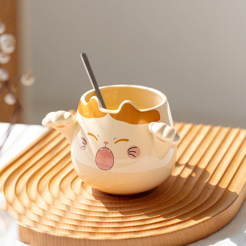 Kawaii Cartoon Cute Scary Kitty Cat Mugs