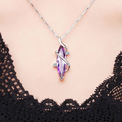 Amethyst Marquise Crystal Pendant Necklace