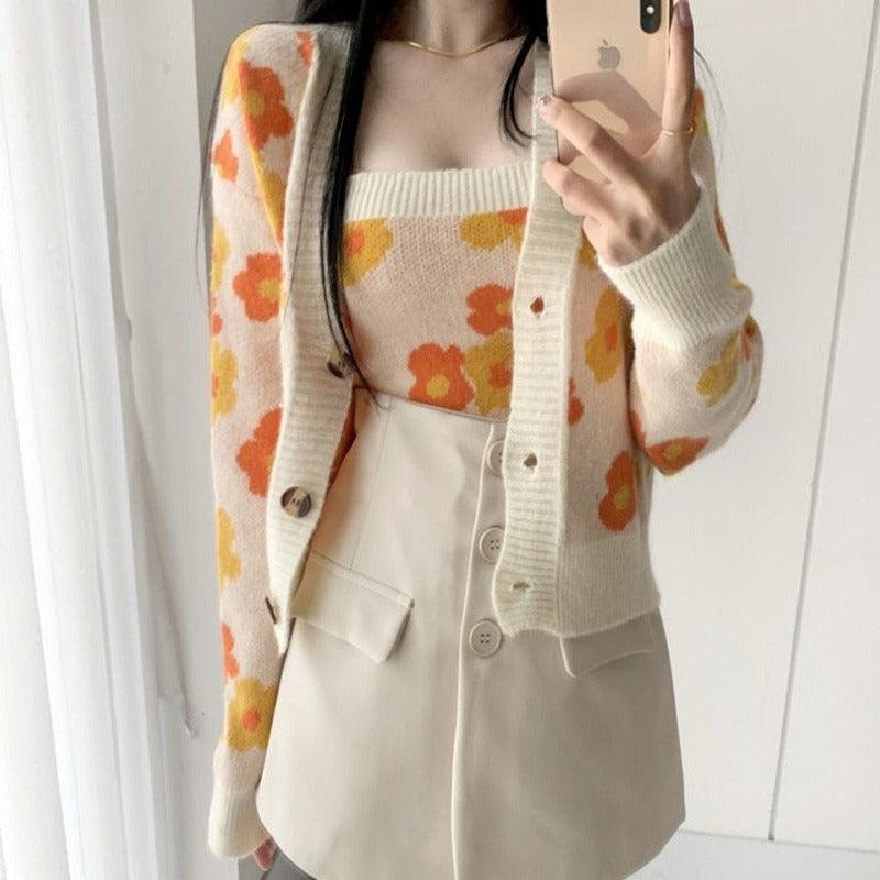 Fashion Cropped Flower Cardigan - Cardigan - Kawaii Bonjour