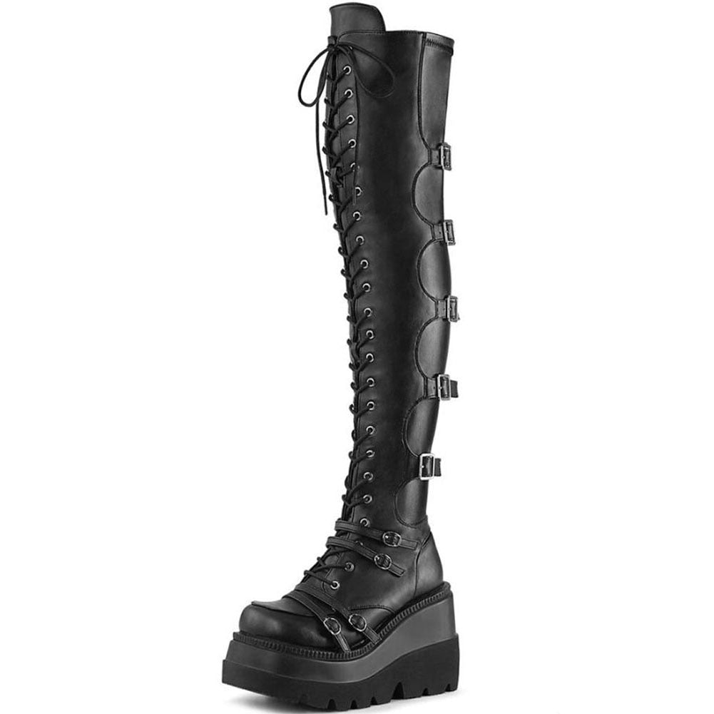 Gothic Punk Over The Knee High Heel Boots