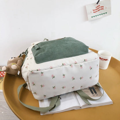 Kawaii Vintage Floral Letter Backpack