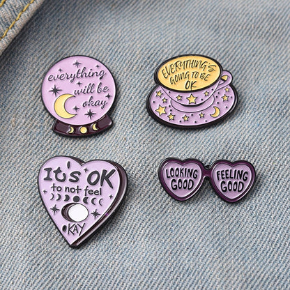 Full of Love Life Quote Enamel Pins