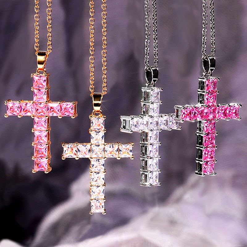 Fashion Cubic Zirconia Cross Versatile Necklace