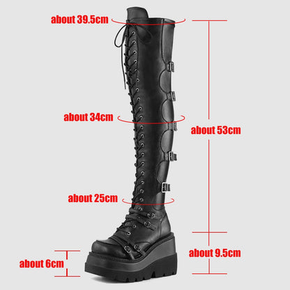 Gothic Punk Over The Knee High Heel Boots