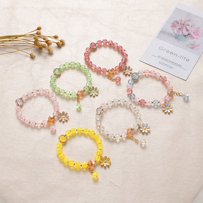 Colorful Crystal Daisy Flowers Beaded Bracelet