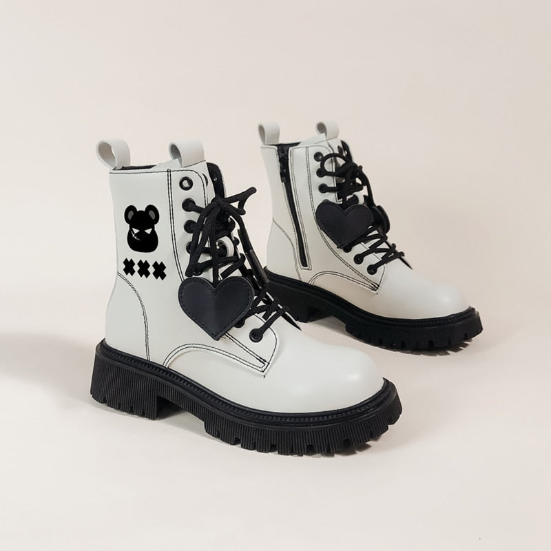 Kawaii Bear Black Heart Boots - Boots - Kawaii Bonjour