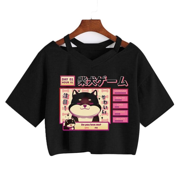 Cartoon Retro 90s Video Game Shiba T-Shirt