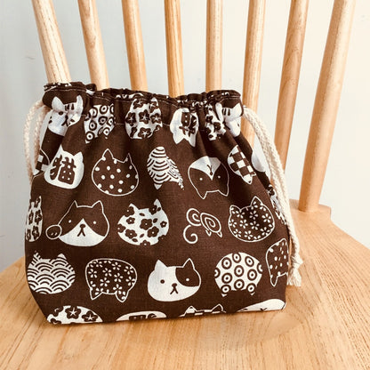 Cute Cat Portable Drawstring Lunch Bag