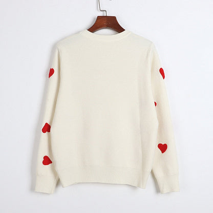 Kawaii Embroidery Heart Sweater