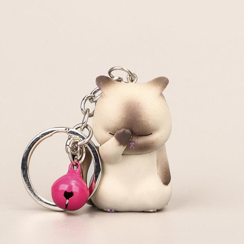 Kawaii Shy Chubby Cat Keychains - Keychain, Keychains - Kawaii Bonjour