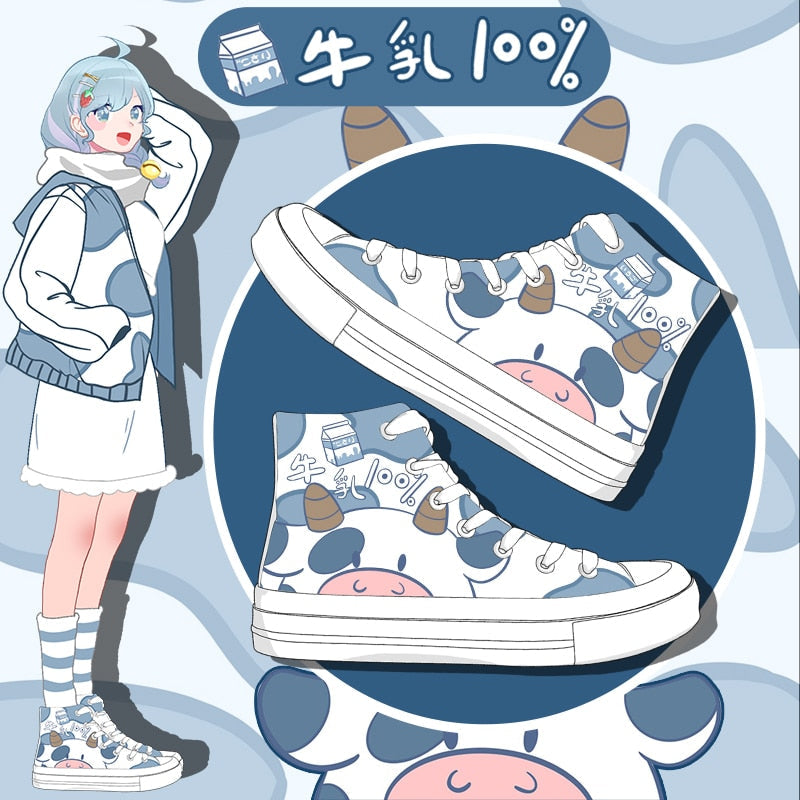 Kawaii Cartoon Cow Sneakers - Sneakers - Kawaii Bonjour