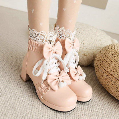 Lolita Vintage Butterfly Bowknot Lace Boots