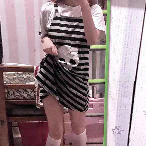 Kawaii Punk Gothic Striped Emo Skull Mini Dress