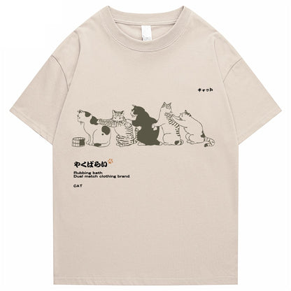 Japanese Streetwear Kanji Harajuku Cat T-Shirt - Meowhiskers