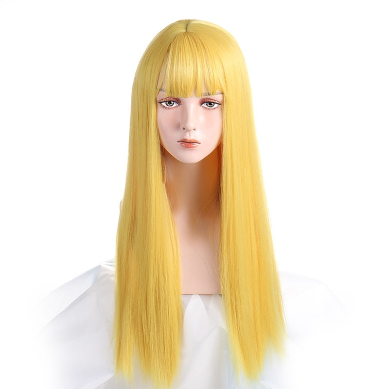 Cosplay Multi Color Long Straight Wig With Bangs