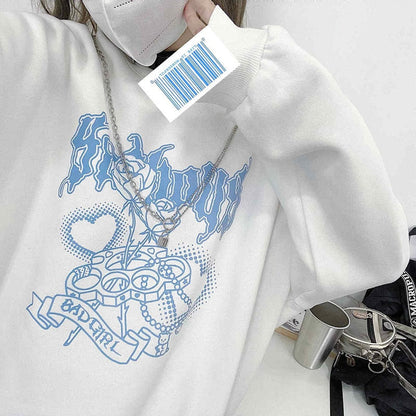 Y2K Bad Girl Rose Love Heart Sweatshirt