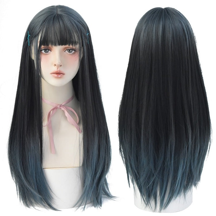 Lolita Cosplay Gradient Mix Long Wig With Bangs