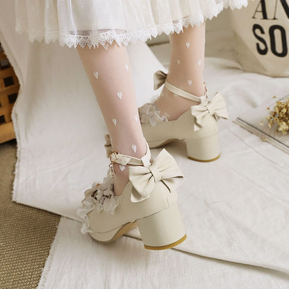 Lolita Butterfly Bowknot Mary Janes Shoes