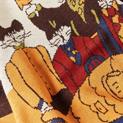 Cartoon Retro Cat Party Sweater