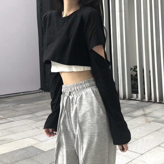 Lolita Long Sleeve Crop Top Shirt - New, Tops - Kawaii Bonjour