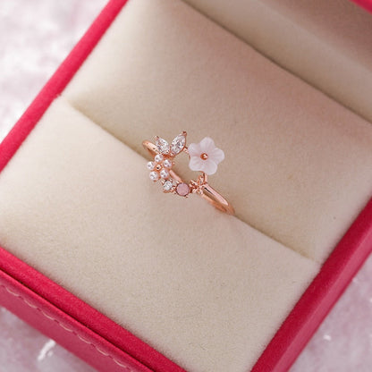 Kawaii Crystal Flower Rings